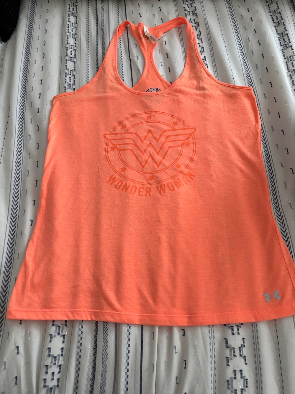 Women’s Under Armour Orange Racerback Wonder Woman Logo Tank